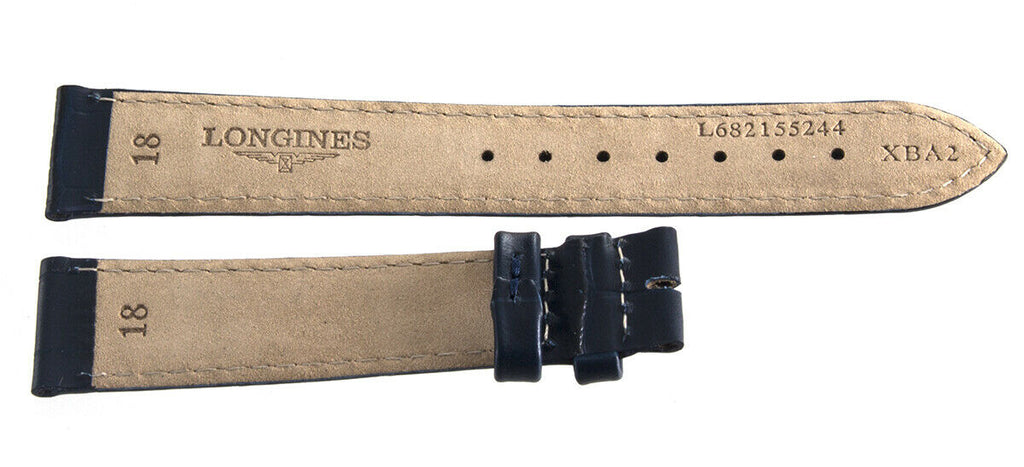 Genuine Longines 18mm x 16mm Blue Leather Watch Band Strap L682155245