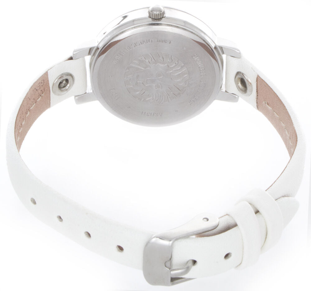 Anne Klein Women's White Leather Silver Case White Dial Watch AK/1311