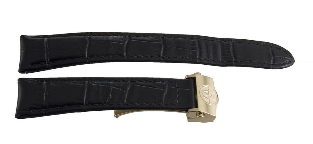 Raymond Weil 20mm Black Leather Gold Buckle Watch Band V1.18