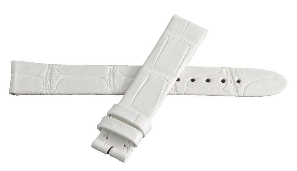 Montblanc Women's 15mm x 14mm White Leather Watch Band Strap FTH