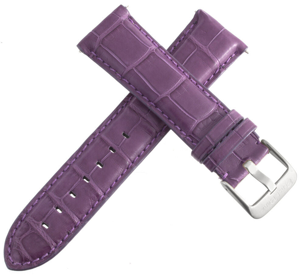 Ernst Benz Womens 22mm Purple Leather Watch Band Silver Tone Buckle