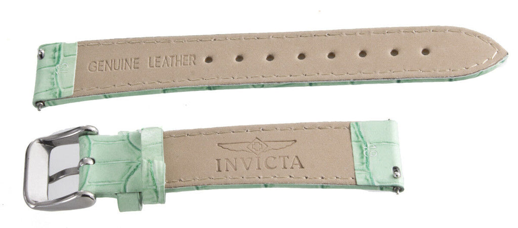 Invicta 18mm x16mm Mint Green Alligator Leather Watch Band Silver Tone Buckle