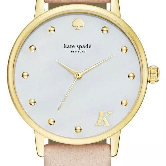 Kate Spade KSW9010 Metro Monogram K White Dial Pink Leather Strap Women's Watch