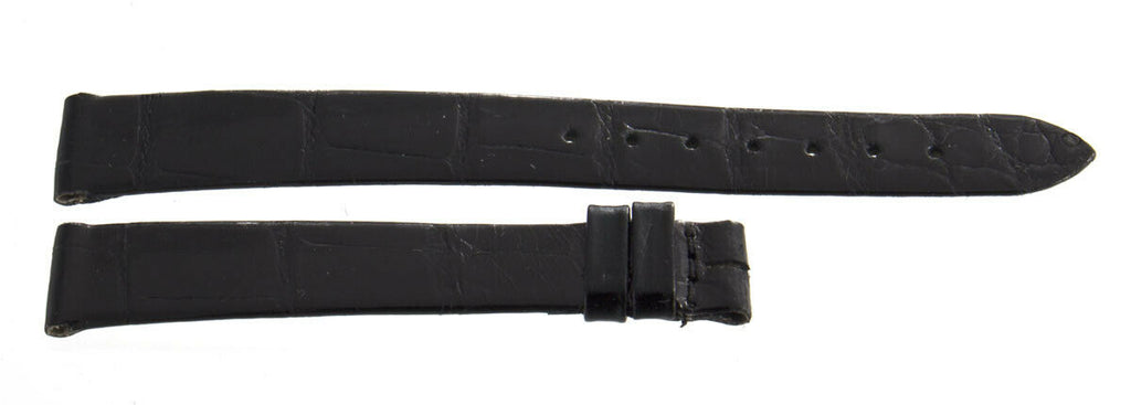 Genuine Longines 12mm x 10mm Black Shiny Leather Watch Band