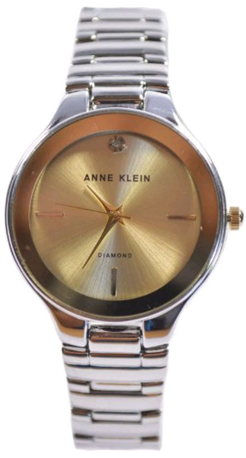 Anne Klein AK/2425CHTT Gold Tone Dial Diamond Accent Stainless Women's Watch
