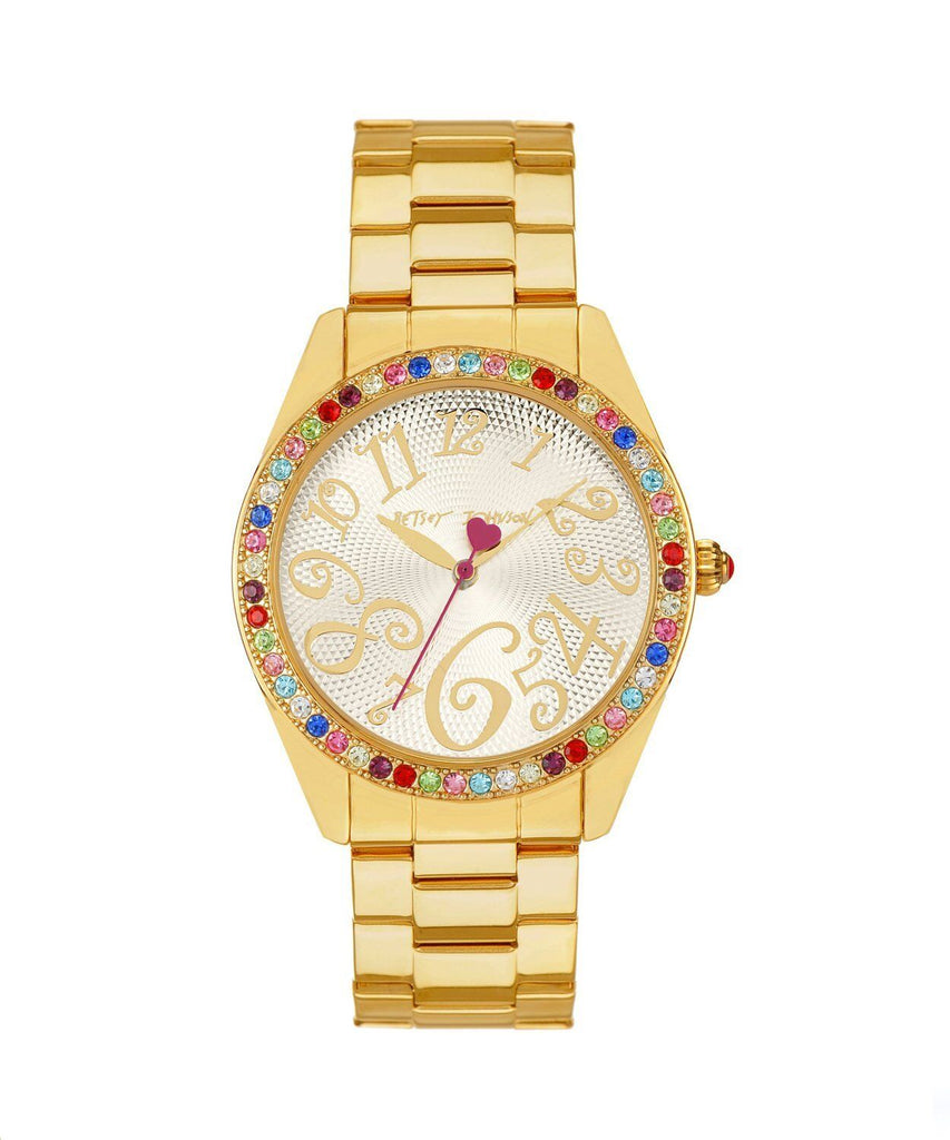 Betsey Johnson Ladies Gold Tone Multi-color Stones Set Watch BJ00048-57