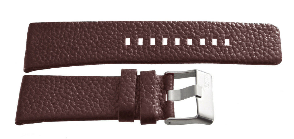 Diesel 26mm x 24mm Brown Leather Watch Band With Silver Buckle