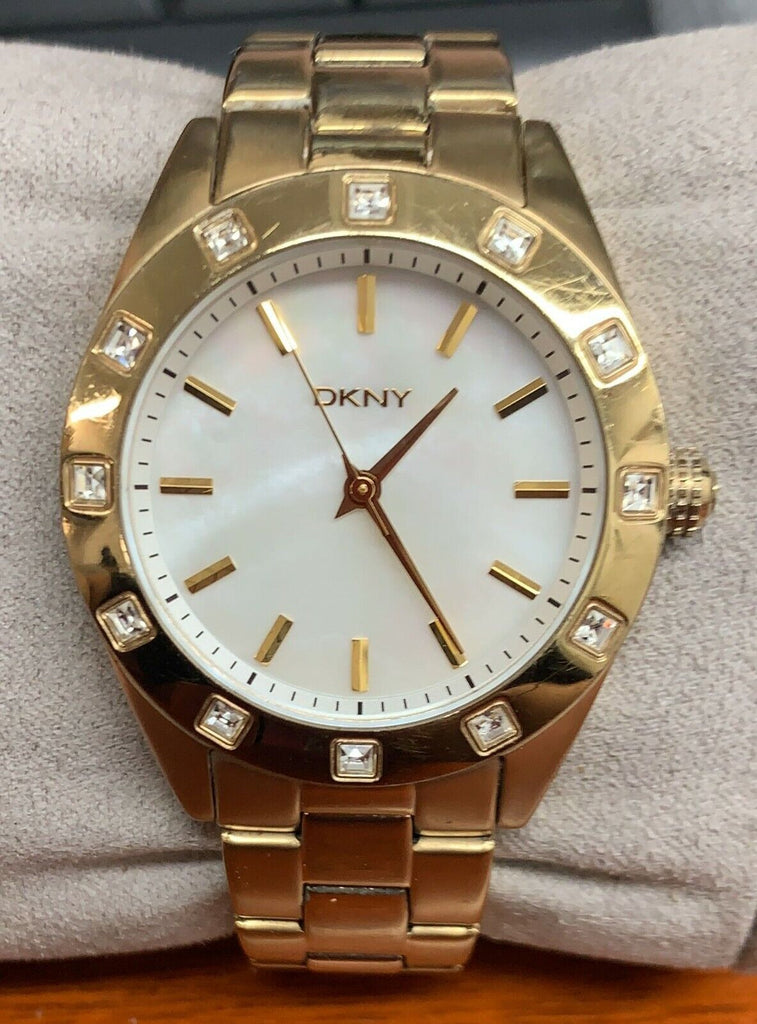 DKNY NY8661 Mother of Pearl Dial Gold Stainless Steel Band Women Watch