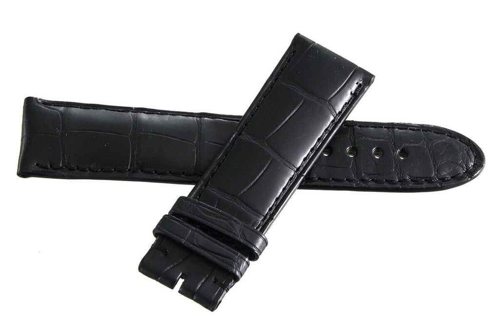 Montblanc Men's 22mm x 20mm Black Leather Watch Band Strap FQH