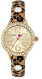 Betsey Johnson BJ00536-35 Gold Tone Dial Leopard Leather Strap Women's Watch