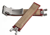 New TAG Heuer 15mm Red Leather Watch Band With Silver Link & Buckle FC5002