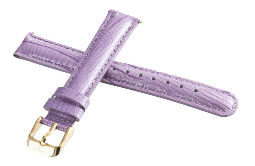 Invicta Women's 16mm x 14mm Lavender Lizard Leather Rose Gold Buckle Watch Band