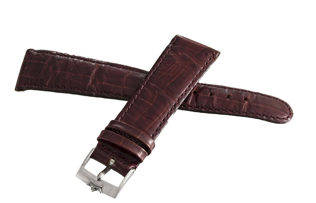 Marvin 20mm Dark Burgundy Leather Silver Buckle Watch Band Strap