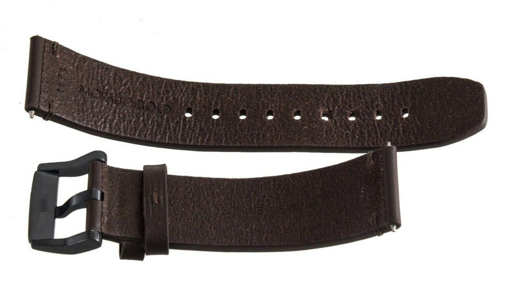 Movado 22mm Brown Leather Black Buckle Watch Band