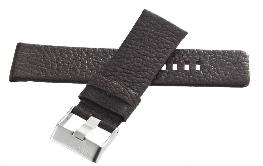 Diesel 29mm x 24mm Brown Leather Watch Band With Silver Buckle