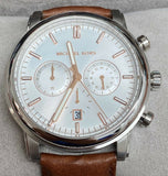Michael Kors MK8372 Landaulet White Dial Leather Strap Chronograph Men's Watch