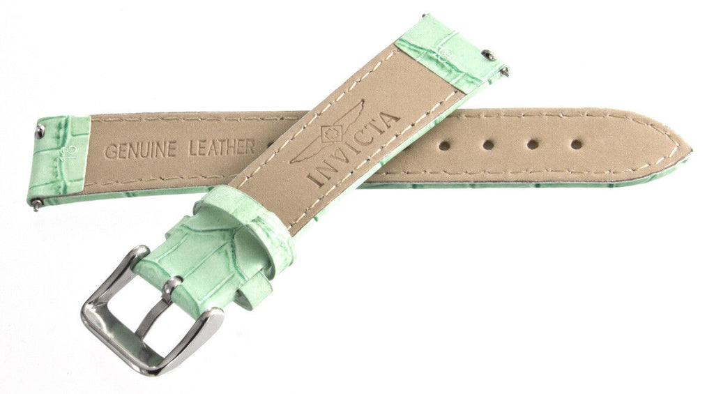 Invicta 18mm x16mm Mint Green Alligator Leather Watch Band Silver Tone Buckle
