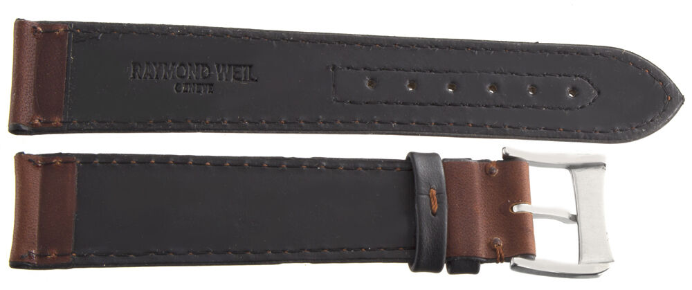 Raymond Weil 20mm Brown Leather Watch Band Strap W/ Silver Tone Buckle