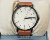 Skagen Men's SKW6352 Signatur White Dial Tan Leather Watch