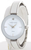 Anne Klein Women's Silver-tone Bangle Bracelet White Enamel Watch AK/1655WTSV