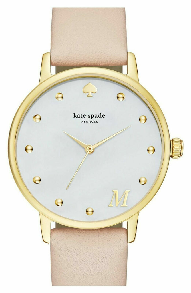 Kate Spade KSW9010 Metro Monogram M White Dial Pink Leather Strap Women's Watch