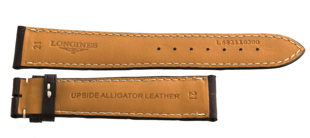 Longines 21mm x 18mm Brown Leather Watch Band Strap L682110300