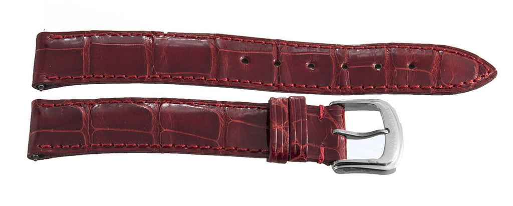 David Yurman 15mm Red Shiny Leather Silver Buckle Watch Band