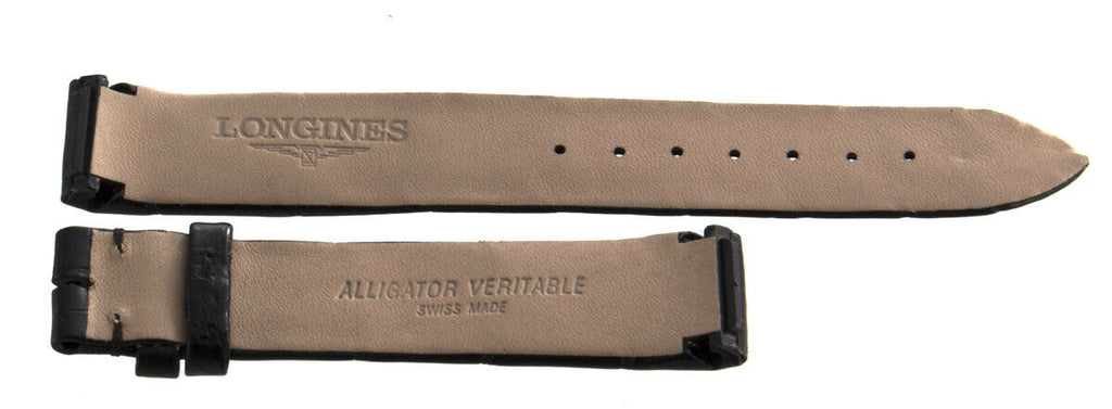Longines 15mm x14mm Black  Leather Watch Band