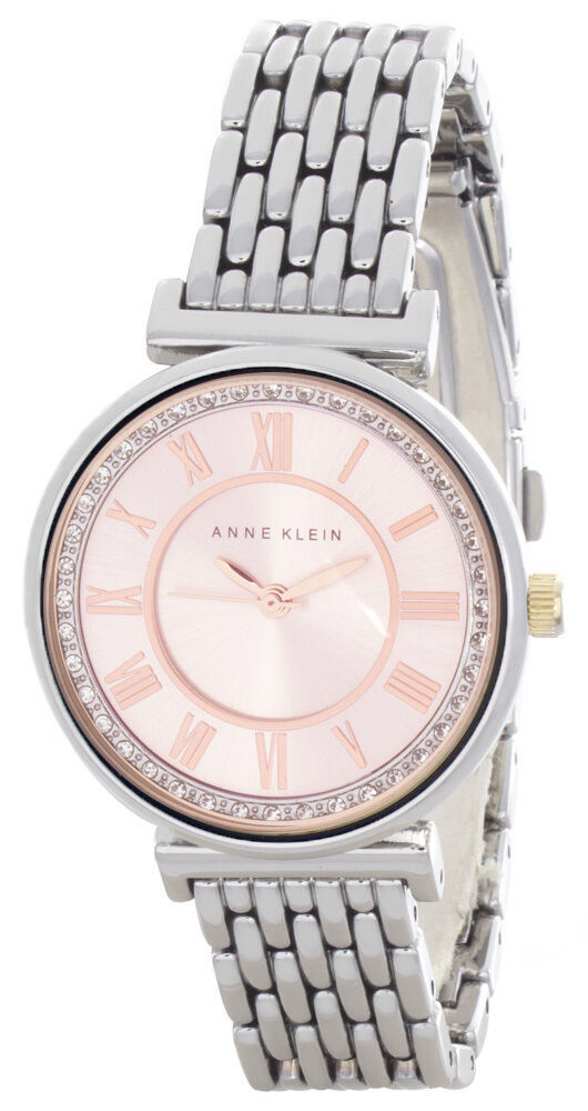 Anne Klein Women's Rose Tone Dial Metal Bracelet Watch W/ Crystals AK/2591RGRT