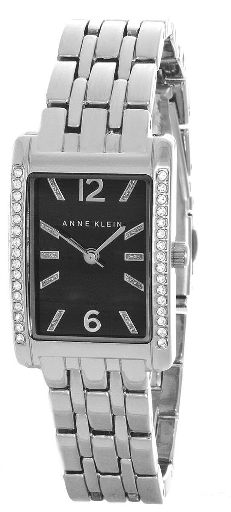 Anne Klein Women's Black Rectangular Bracelet Silver Tone Watch AK/1903