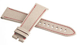Genuine Graham 24mm x 20mm Beige Genuine Fabric Watch Band Strap W/Red Stitching