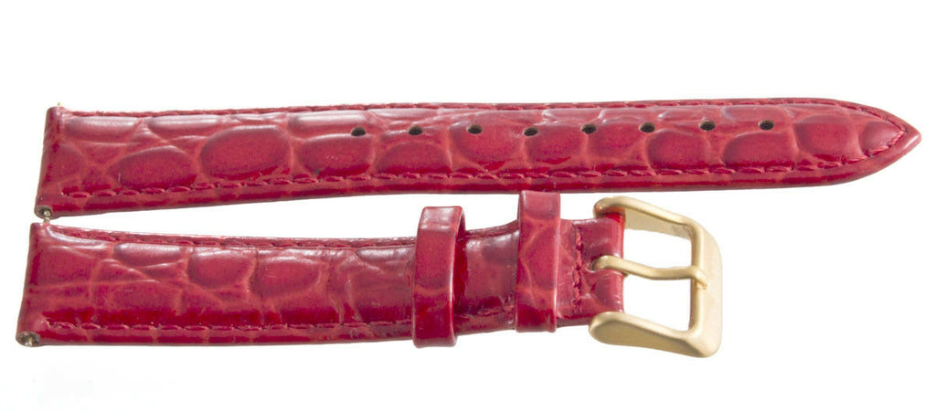 Invicta 18mm x 16mm Red Leather Watch Band Gold Tone Buckle
