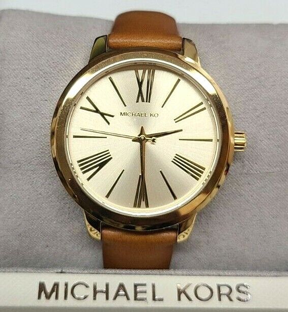 Michael Kors MK2521 Hartman Gold Dial Brown Leather Strap Women's Watch