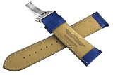 King Master 24mm Blue Leather Silver Buckle Watch Band Strap