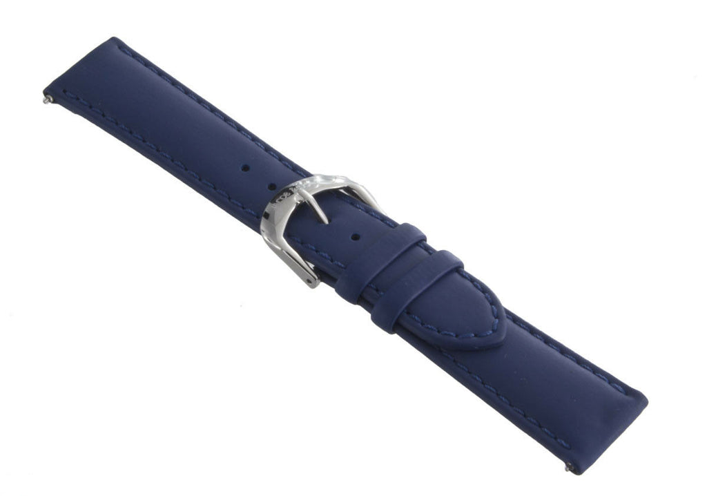 Jacob & Co.20mmx18mm Navy Blue Polyurethane Rubber Band Strap Silver Tone Clasp