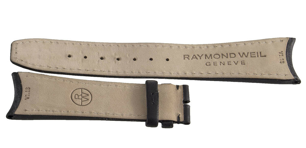 Raymond Weil Men's 22mm x 18mm Black AC-DC Leather Watch Band Strap V1.18