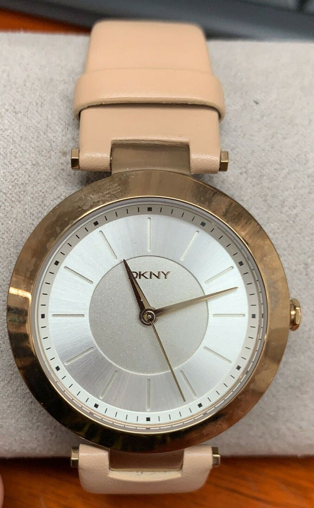 DKNY NY2459 Stanhope Silver Dial Beige Leather Strap Women's Watch