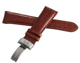 Aqua Master Men's 24mm Brown Leather Silver Buckle Double Pin Band