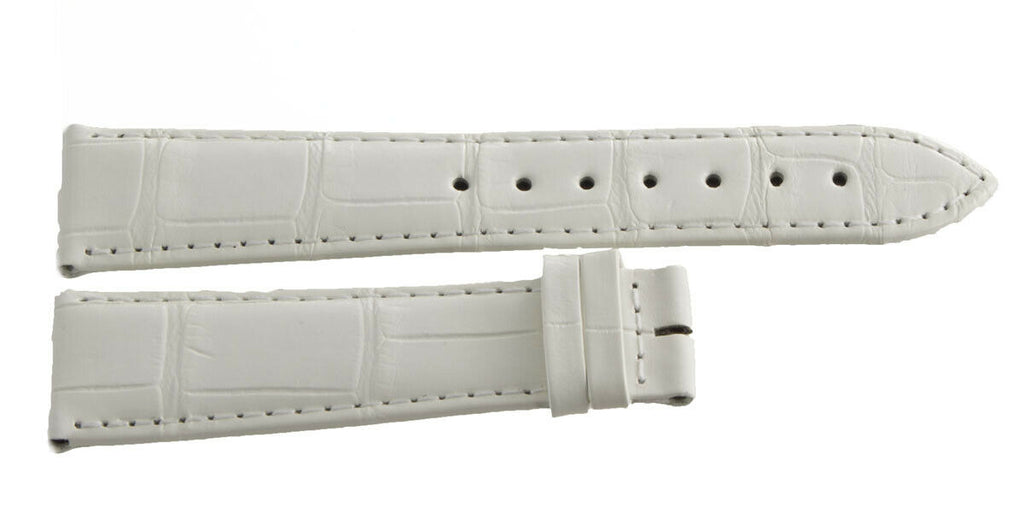 Genuine Longines 19mm x 16mm White Leather Watch Band Strap
