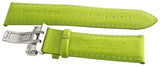 King Master 24mm Green Leather Silver Buckle Watch Band Strap