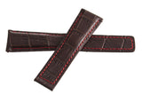 TAG Heuer Men's 22mm x 18mm Brown Leather Red Stitch Watch Band