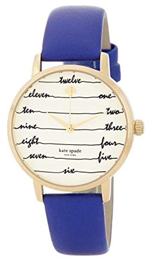 Kate Spade KSW9020 Metro Cream Dial Blue Leather Strap Women's Watch
