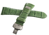 Aqua Master Mens 26mm Green Leather Silver Buckle Watch Band Strap