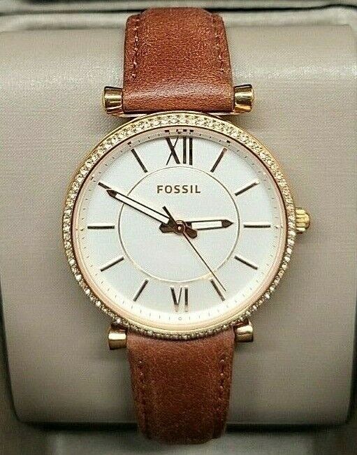 Fossil Carlie Rose Gold Three-Hand Terracotta Leather Watch ES4428
