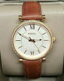 Fossil Carlie Rose Gold Three-Hand Terracotta Leather Watch ES4428