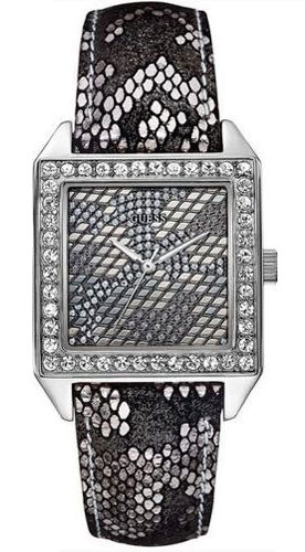 GUESS Women's U0050L1 Stainless Steel Case Leather Band Python-Print Watch