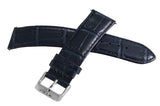 Invicta 22mm Navy Blue Genuine Leather Silver Buckle Watch Band Strap