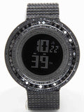 King Master Men's Black 65ct Lab Made Custom Bezel Case Digital SS Watch