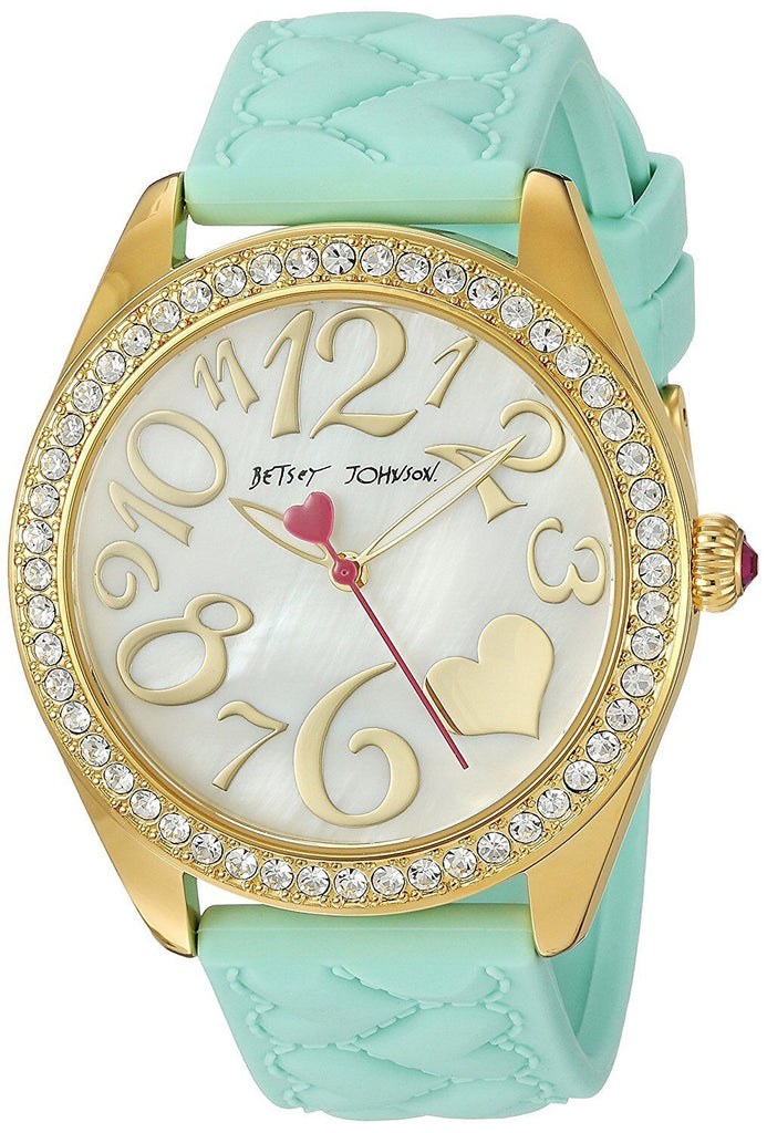 Betsey Johnson Womens Mother of Pearl Dial Gold Tone Case Watch BJ00048-171