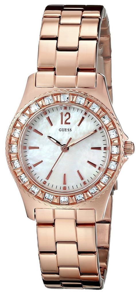 GUESS Women's Petite Sport Sparkle Crystal Rose Gold-Tone Watch U0025L3